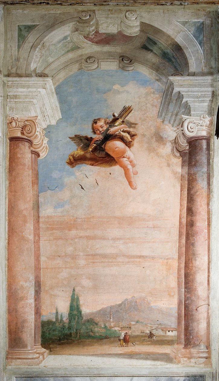 Landskap med Amor, från Iliadens rum i Palazzina, 1757 av Giovanni Domenico Tiepolo