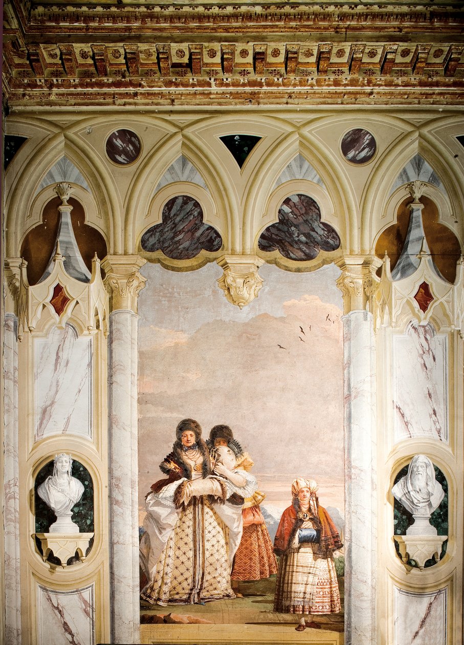 Vintervandringen, från rummet i den gotiska paviljongen, i Foresteria, 1757 av Giovanni Domenico Tiepolo
