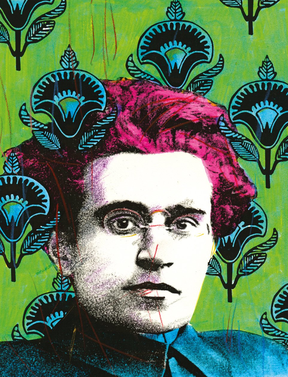 Porträtt av Antonio Gramsci, 2008 (blandteknik) av Gianluca Costantini
