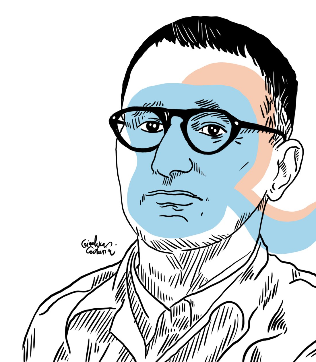 Porträtt av Bertolt Brecht, 2022 (digital) av Gianluca Costantini