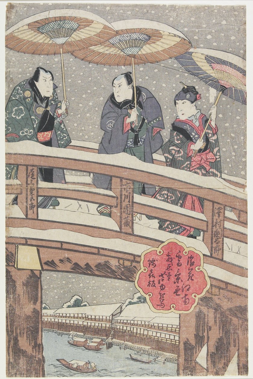 Snöplats i Osaka söder om floden, 1825 (träblock i färg) av Gigado Ashiyuki