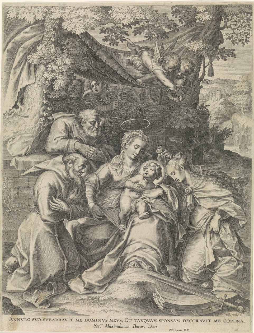 Mystiska äktenskap av Saint Catherine av Alexandria av Gijsbert Van Veen