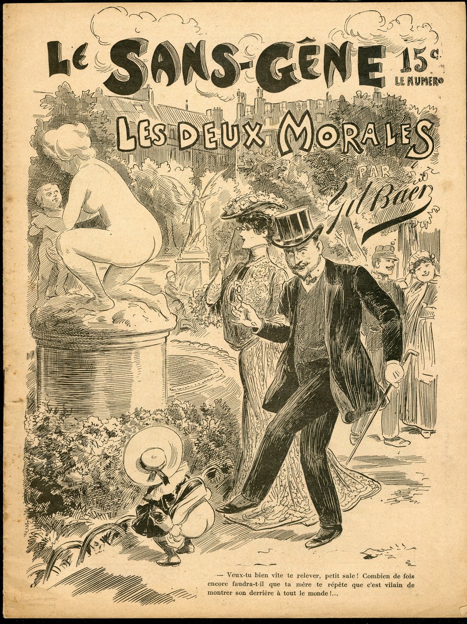 Sans-genen - Illustration av Gil Baer (1859-1931): Konst, Skulptur Staty, Barndom, Offentlig trädgård, Nudite av Gil (1859 1931) Baer