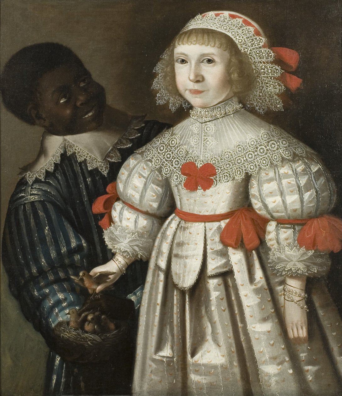 Dotter till Florence Poulett och Thomas Smyth från Ashton Court, med sin svarta sida, ca 1640 (olja på duk) av Gilbert (circle of) Jackson