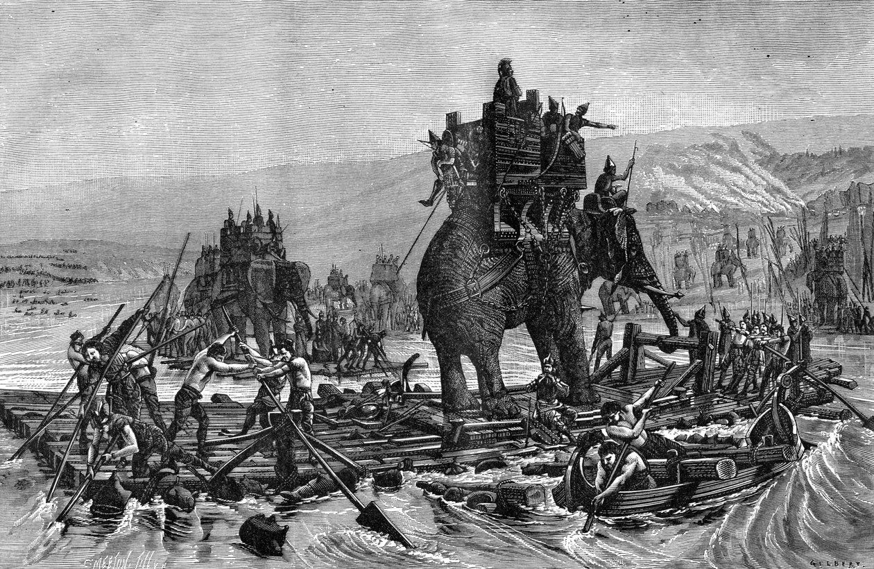 Hannibal korsar Rhone, 218 f.Kr. 1882-1884 av Gilbert