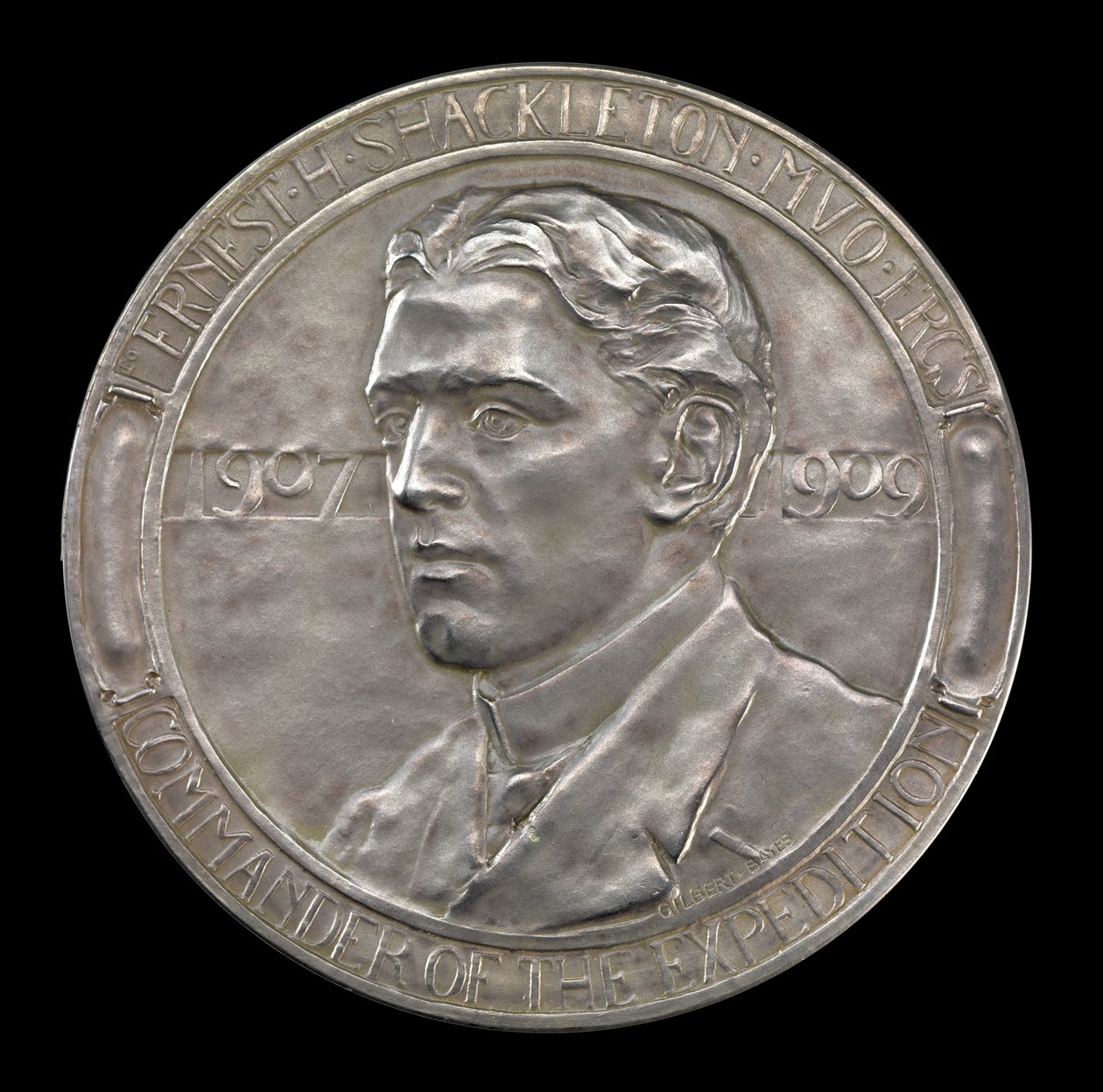 Royal Geographical Society Medal: Shackletons Antarktisexpedition 1907-1909 (silver) av Gilbert Bayes