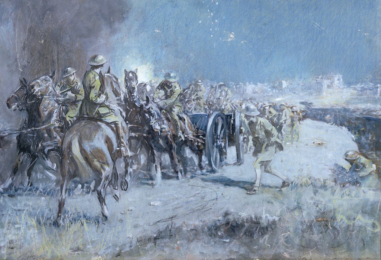 Ammunitionskolonnen (wc, gouache och krita på papper) av Gilbert Holiday