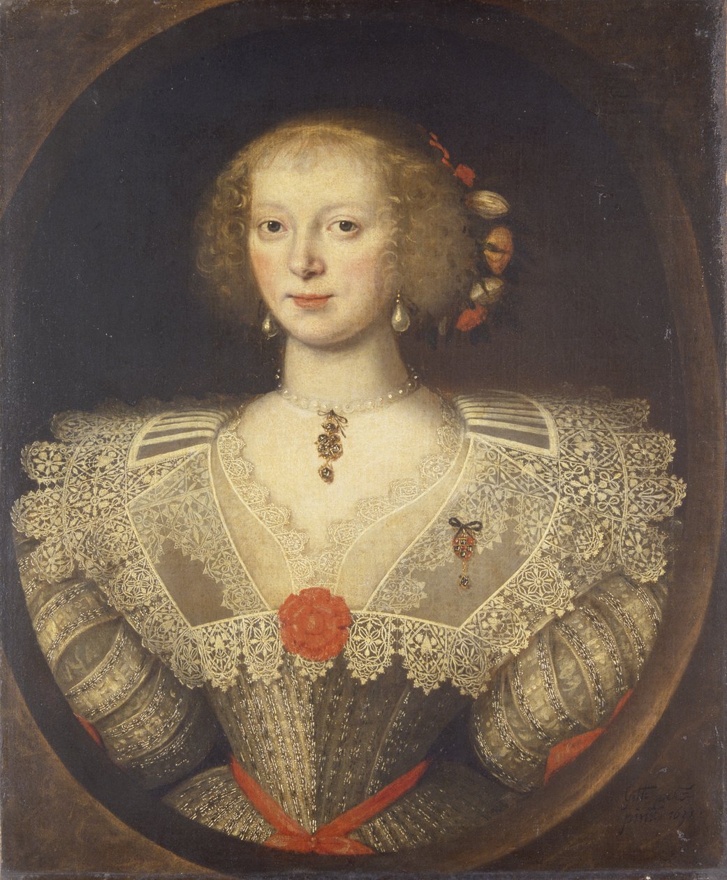 Porträtt av en dam, kallad "Countess of Cavan" (olja på pannå) av Gilbert Jackson