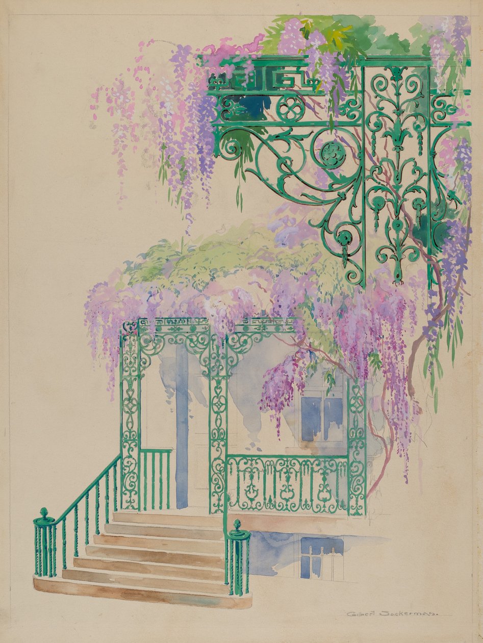 Verandaräcke i gjutjärn, ca. 1936. av Gilbert Sackerman