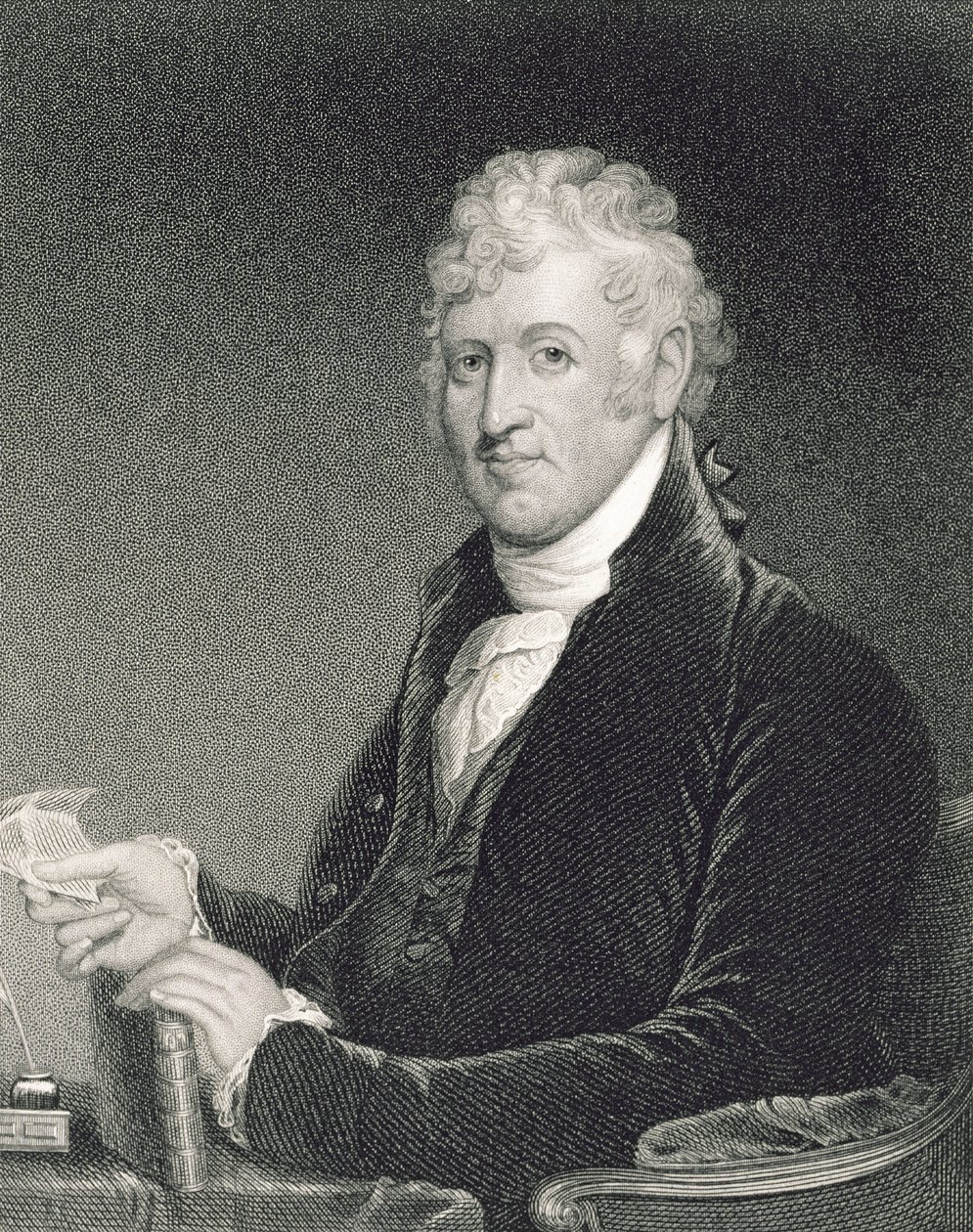 David Humphreys, graverad av George Parker (fl.1834-d.1868) efter en kopia av originalmålningen av James Herring (1794-1867) av Gilbert Stuart