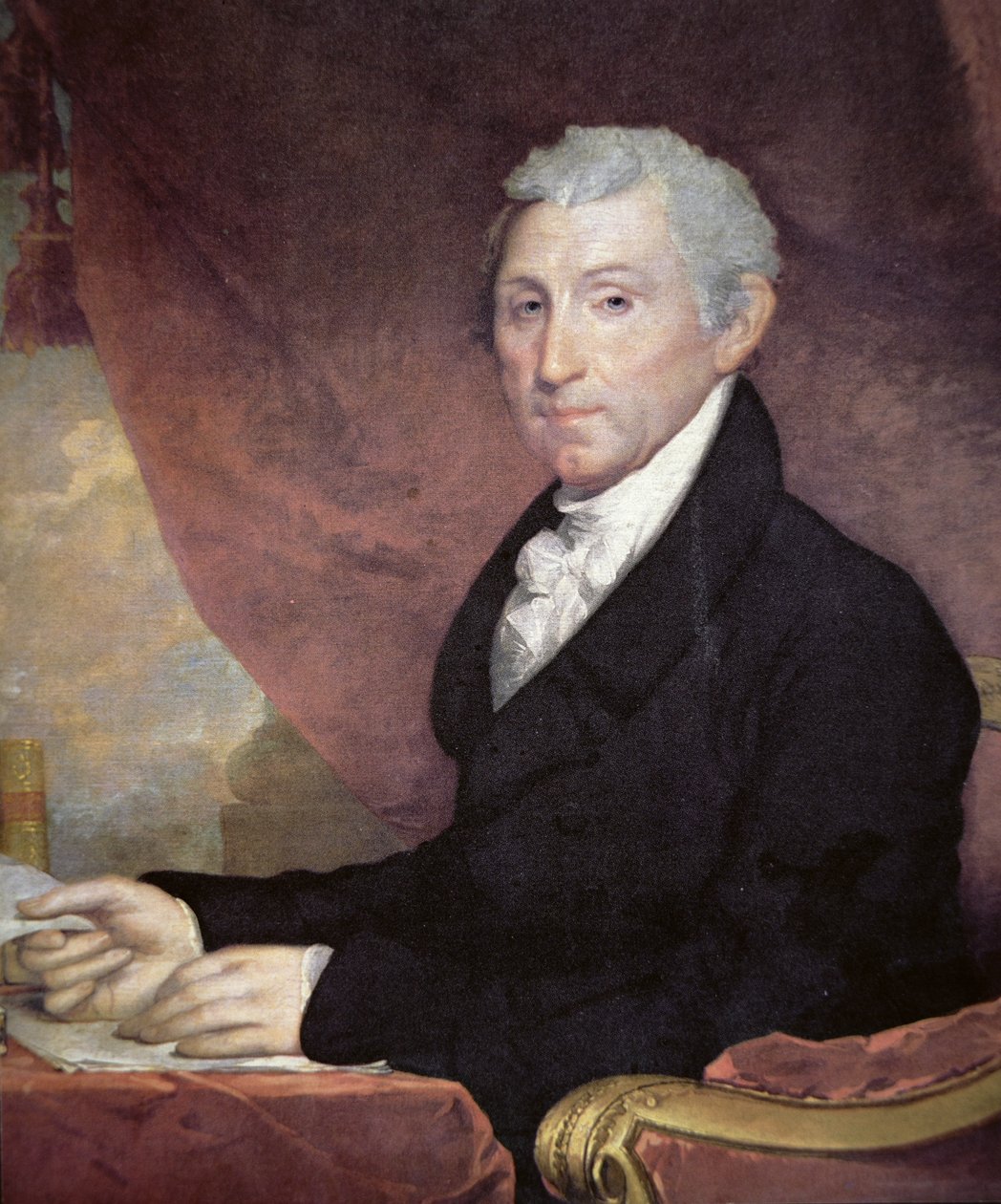 James Monroe (1758-1831) (lito i färg) av Gilbert Stuart