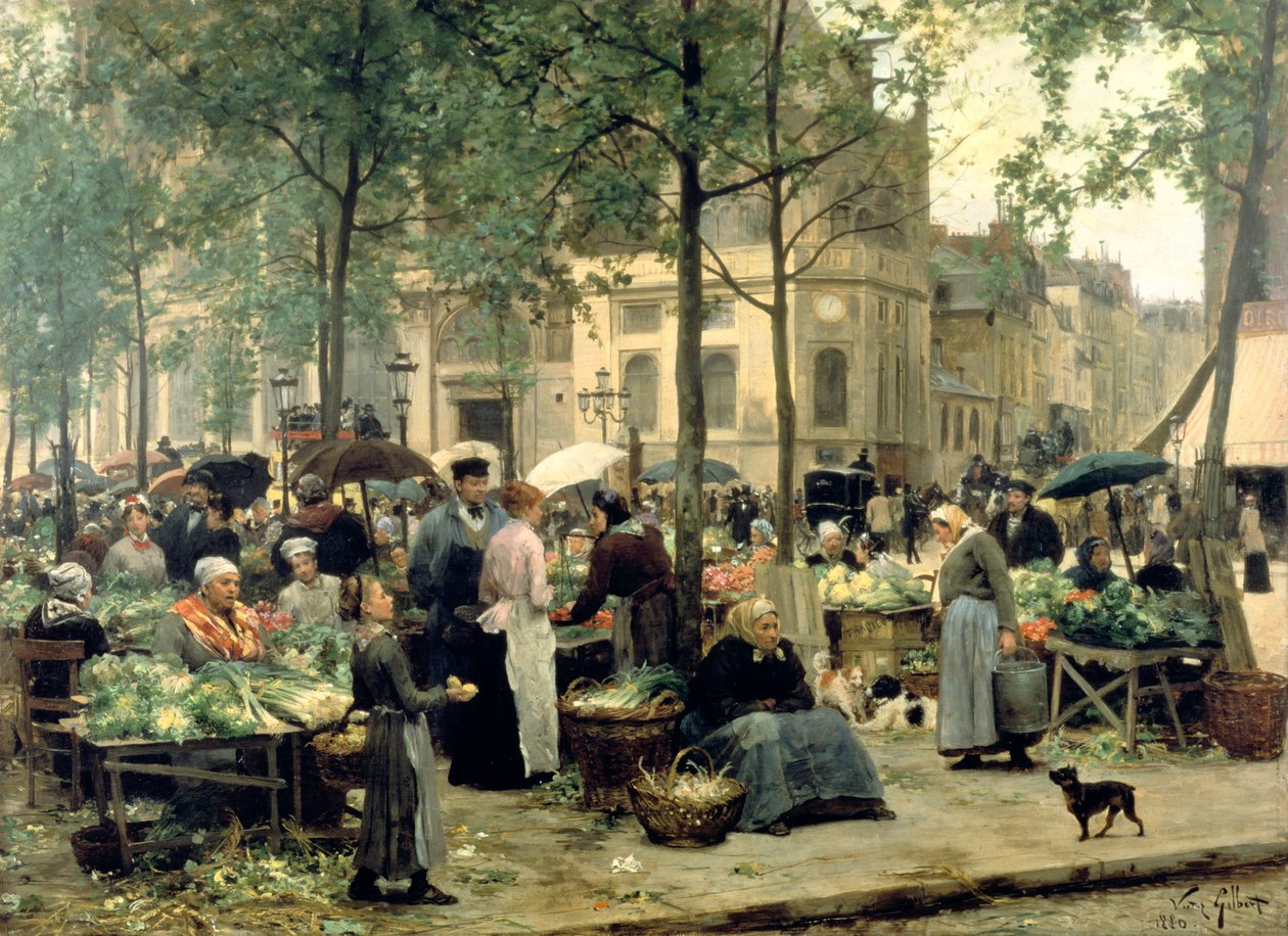 "Marknadstorget", Paris, 1880 av Gilbert Victor Gabriel