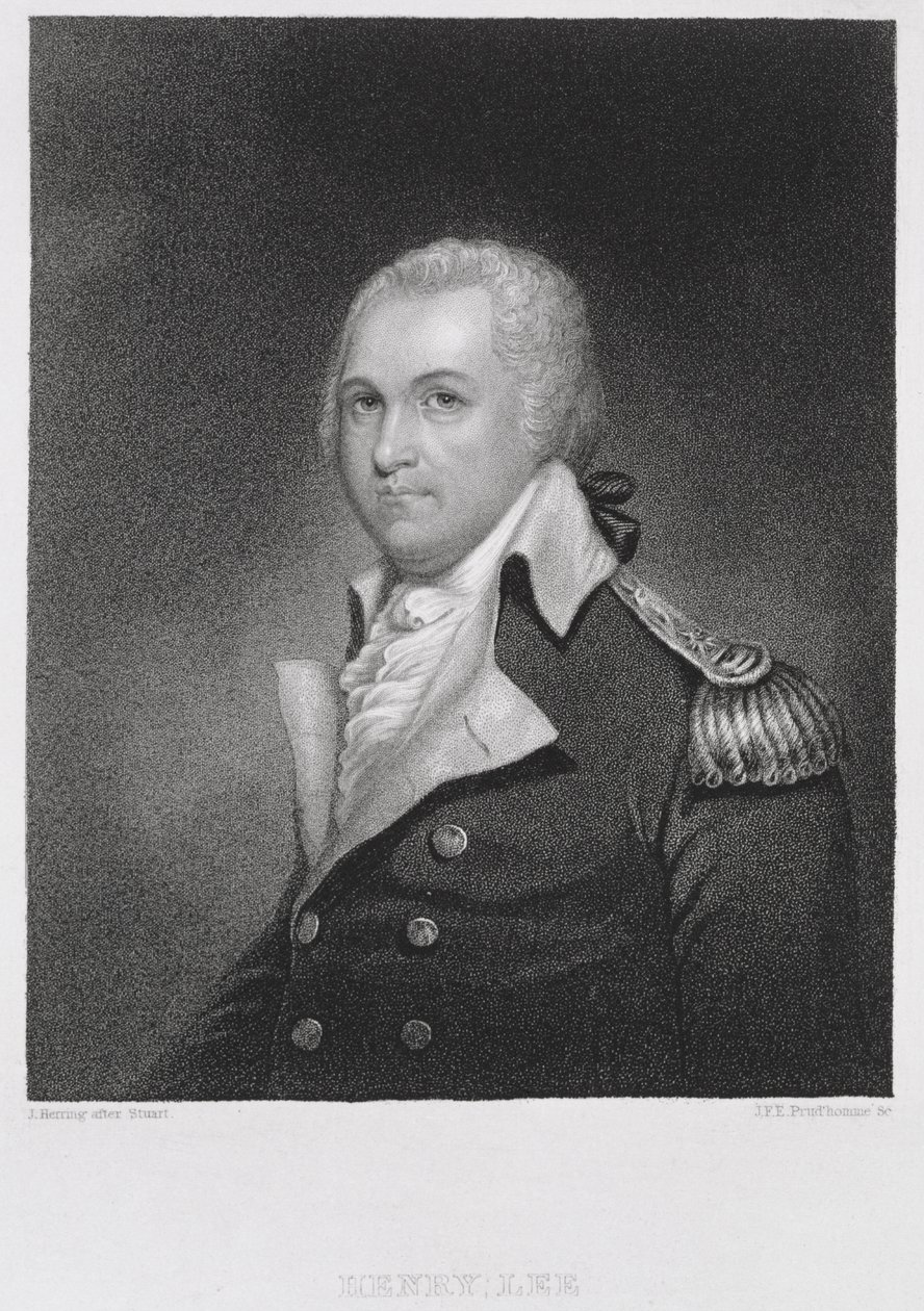 General Henry Lee (1756-1818), graverad av John Francis Eugene PrudHomme (1800-92) efter en kopia av originalmålningen av James Herring (1794-1867) av Gilbert after Stuart