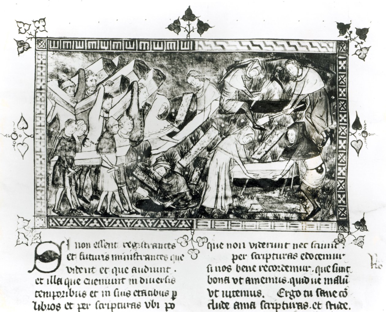 13076-77 f.24v Svarta döden i Tournai, av Gilles de Muisit, efter 1349 av Gilles Le Muisit