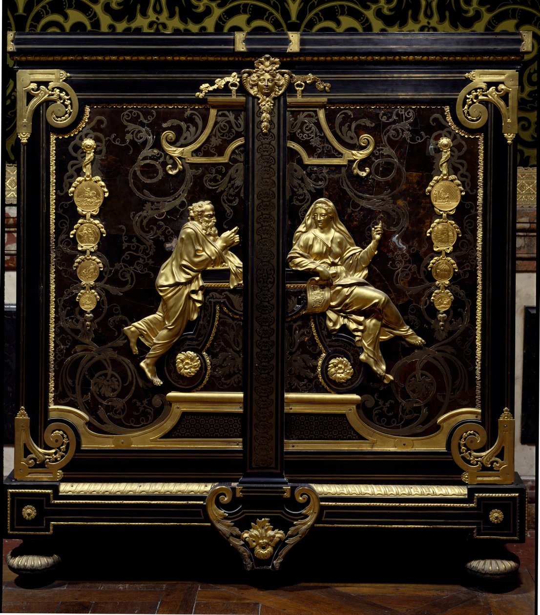 Möbel Regence stil: skåp med mynt realiserat av Gilles Marie Oppenord (1672-1742) 1700-talets Versailles, musee du chateau av Gilles Marie Oppenord