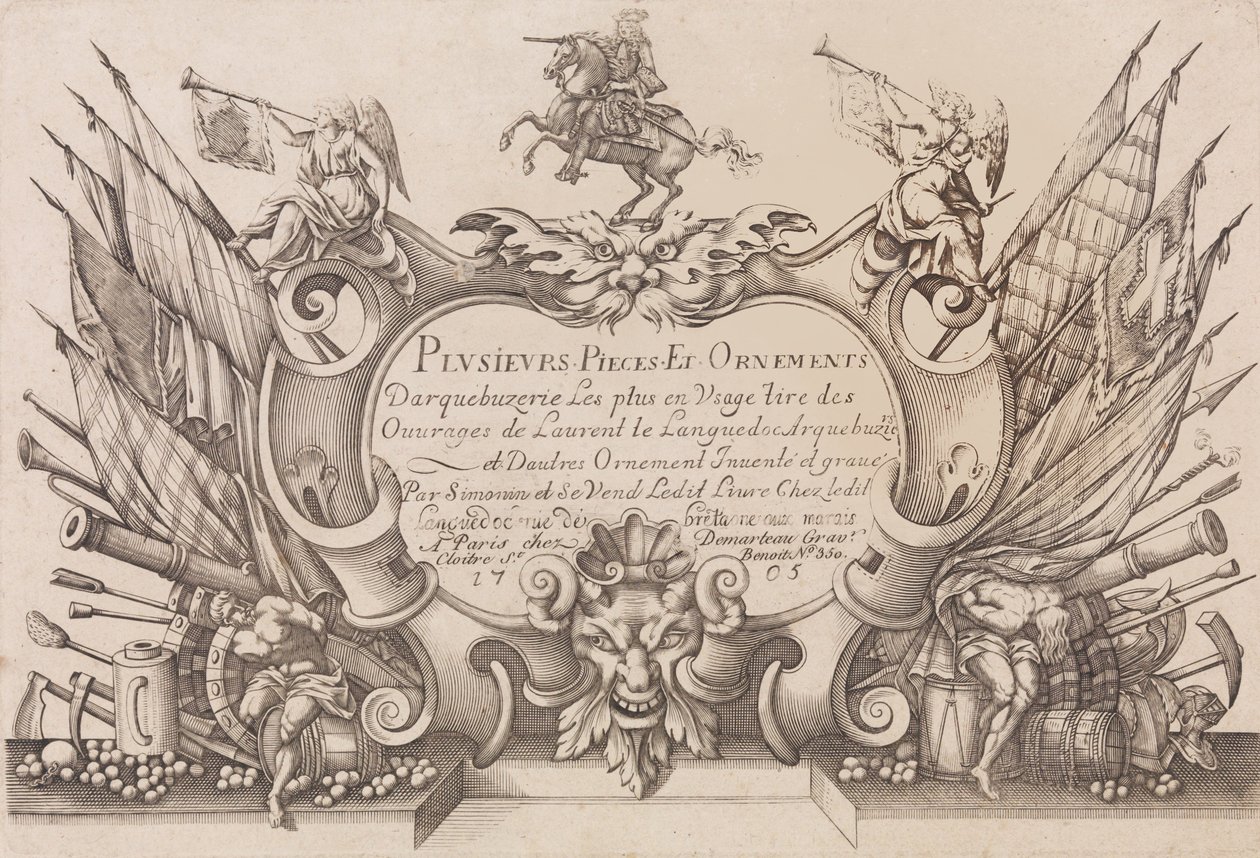 Flera bitar och prydnader Darquebuzerie 4:e utökade upplagan, ca. 1776. av Gilles Antoine Demarteau