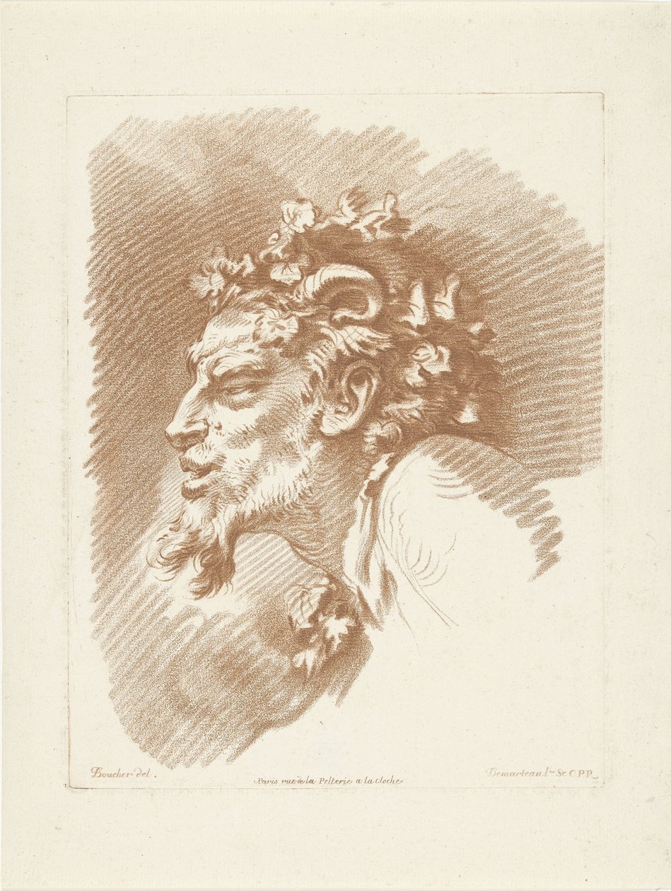 Satyrhuvud av Gilles Demarteau