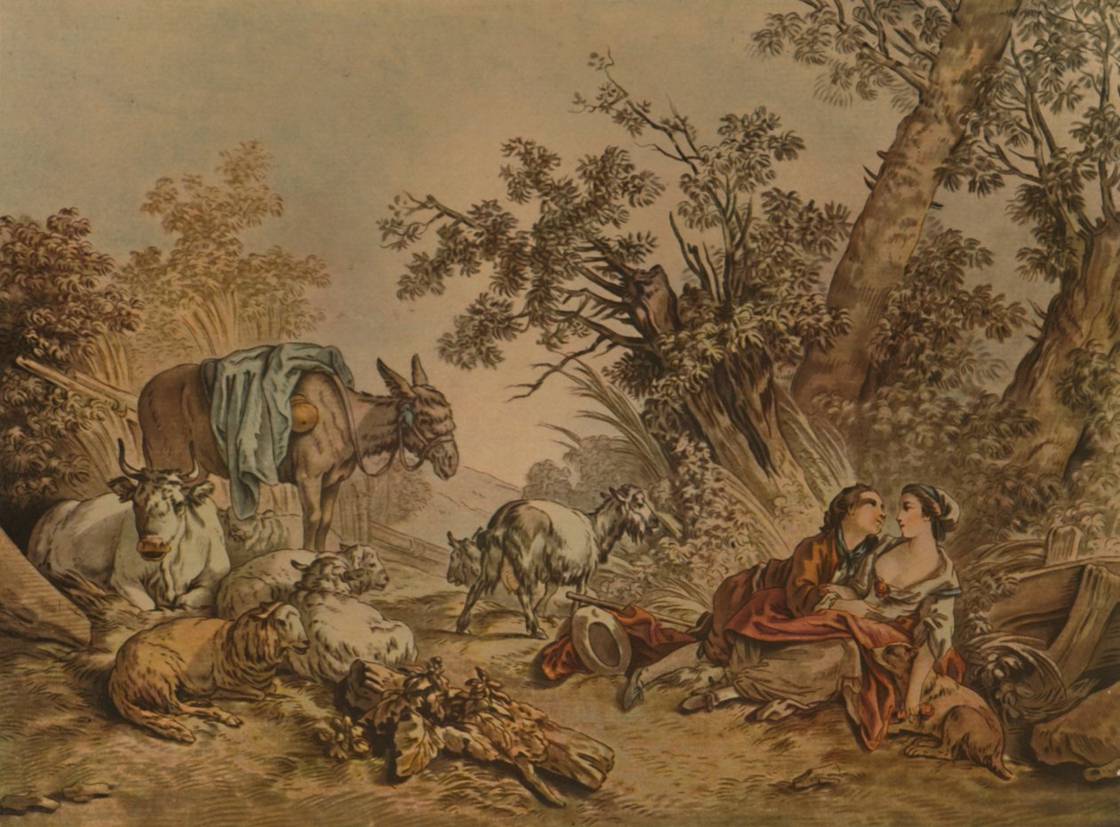 The Great Pastoral, nr 602, Pastoral Scene, c1740-1770, 1913 av Gilles Demarteau