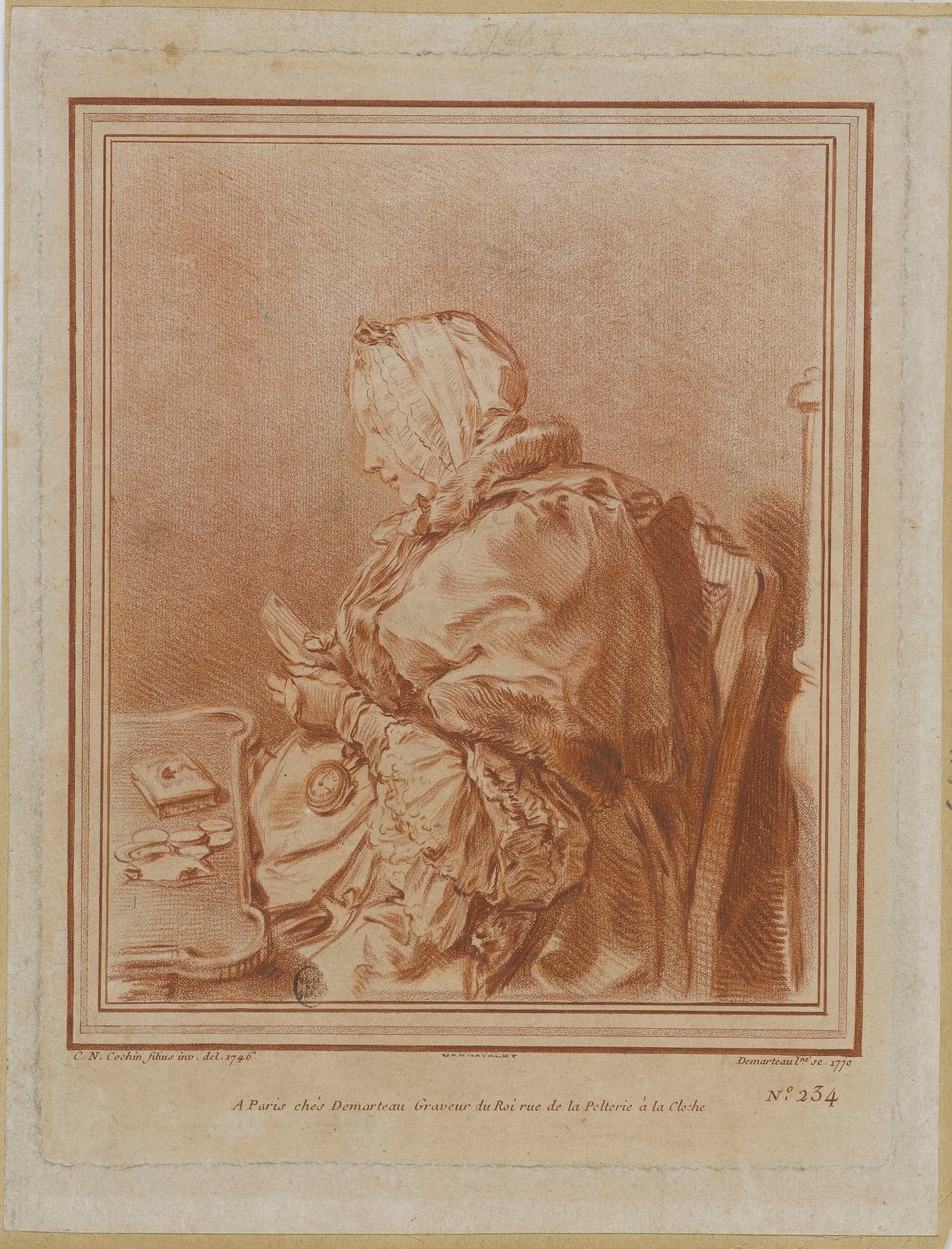 Porträtt av Madame Geoffrin 1699-1777, 1770. av Gilles Demarteau
