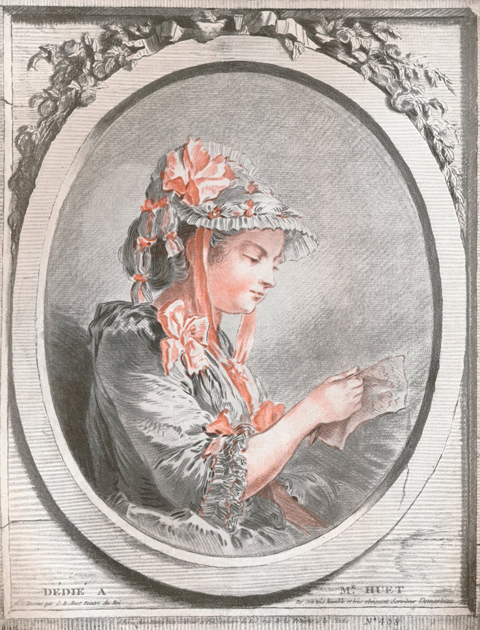 Porträtt av Madame Huet, c1773 av Gilles Demarteau
