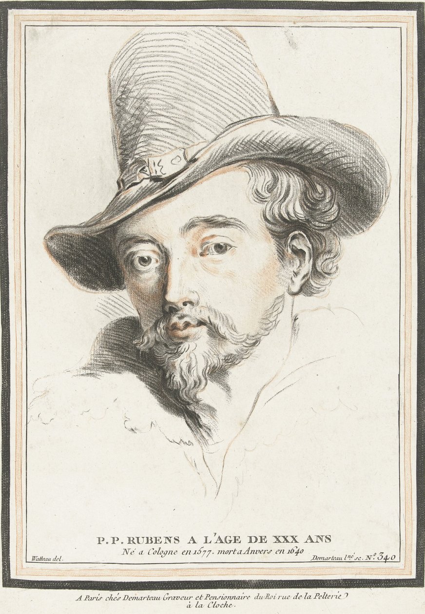 Porträtt av Peter Paul Rubens vid 30 års ålder av Gilles Demarteau