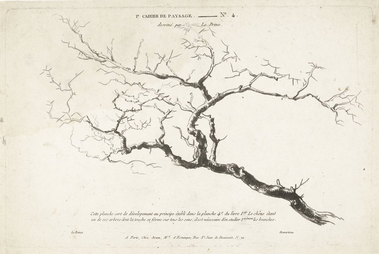 Studie av bar trädgren 1er Cahier de paysage (serietitel) av Gilles Demarteau