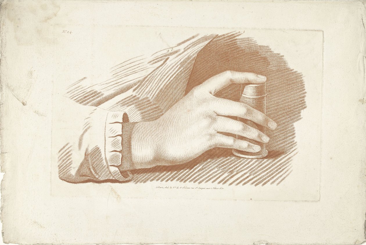 Studie av höger hand Books of Principles of Design (serietitel) av Gilles Demarteau