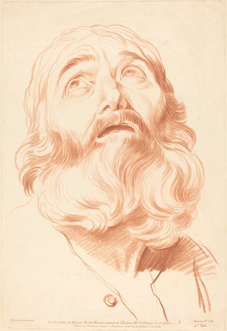 Chef för en man av Gilles Demarteau, the Elder after Edme Bouchardon