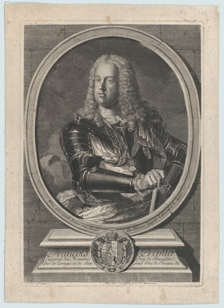 Porträtt av Frans I, ca. 1745. av Gilles Jacques Petit
