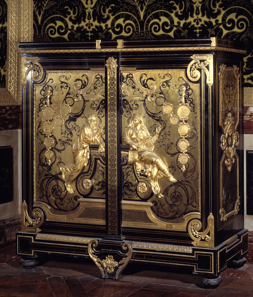 Möbel Regence stil: skåp med mynt realiserat av Gilles Marie Oppenord (1672-1742) 1700-talets Versailles, musee du chateau av Gilles Marie Oppenord