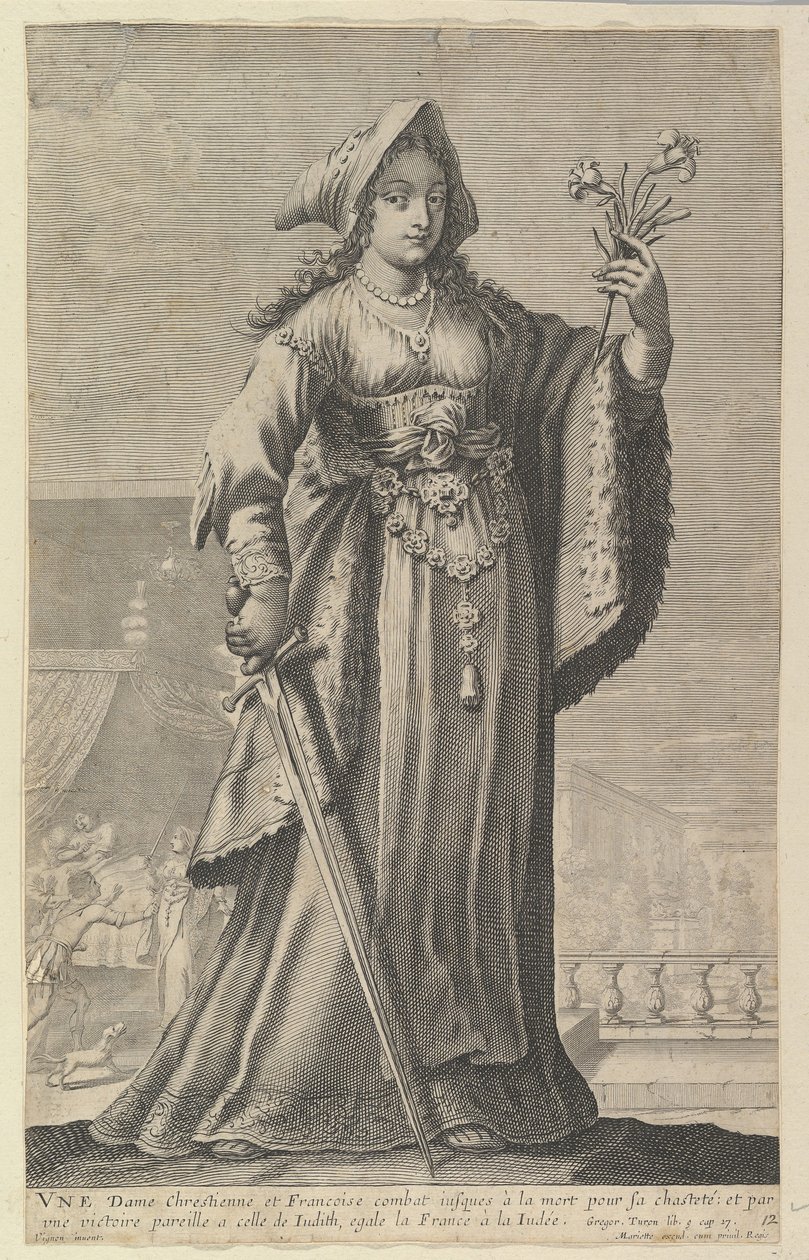 A French Christian Woman A Christian and French Lady, 1647. Skapare: Gilles Rousselet, Abraham Bosse. av Gilles Rousselet and Abraham Bosse