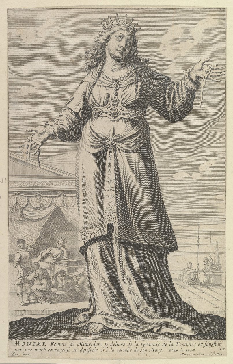 Monime, 1647. Skapare: Gilles Rousselet, Abraham Bosse. av Gilles Rousselet and Abraham Bosse