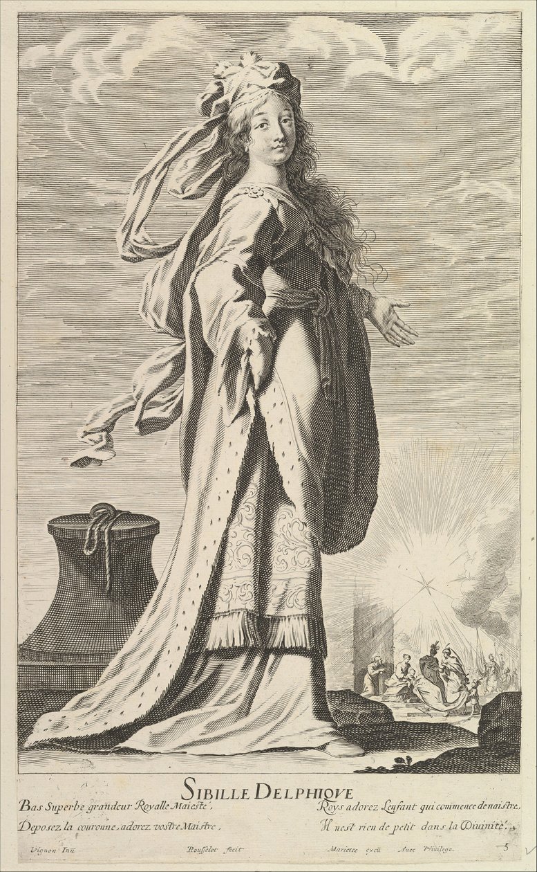 Delphic Sibyll, ca. 1635. Skapare: Gilles Rousselet, Abraham Bosse. av Gilles Rousselet and Abraham Bosse