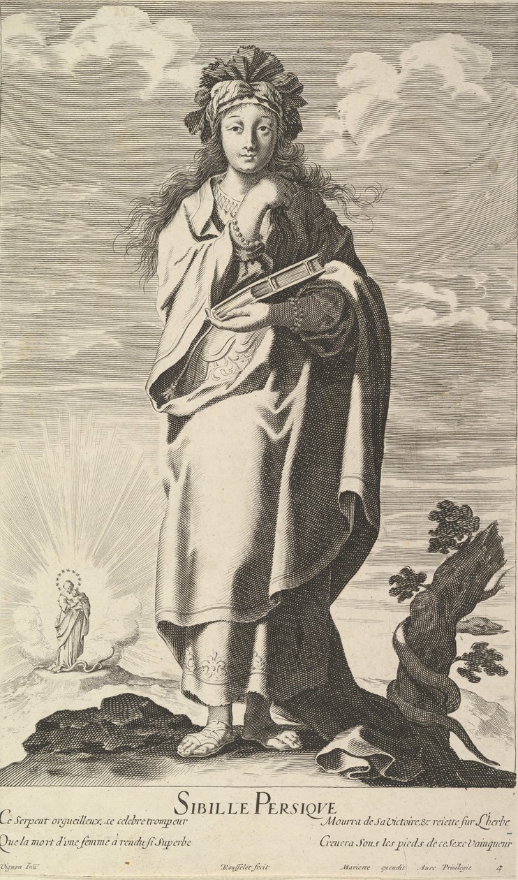 Persiska Sibylla, ca. 1635. Skapare: Gilles Rousselet, Abraham Bosse. av Gilles Rousselet and Abraham Bosse