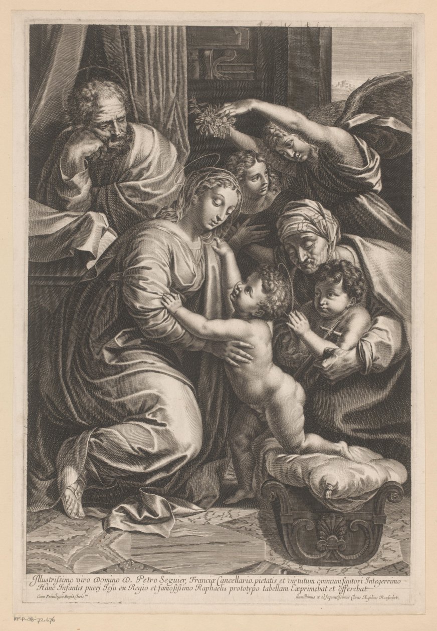 Helig familj med Elisabeth, Johannes Döparen och änglar av Gilles Rousselet
