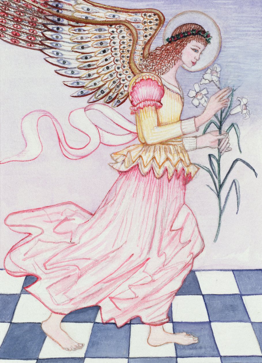 Ängel med tigerlilja, 1995 (wc) av Gillian Lawson
