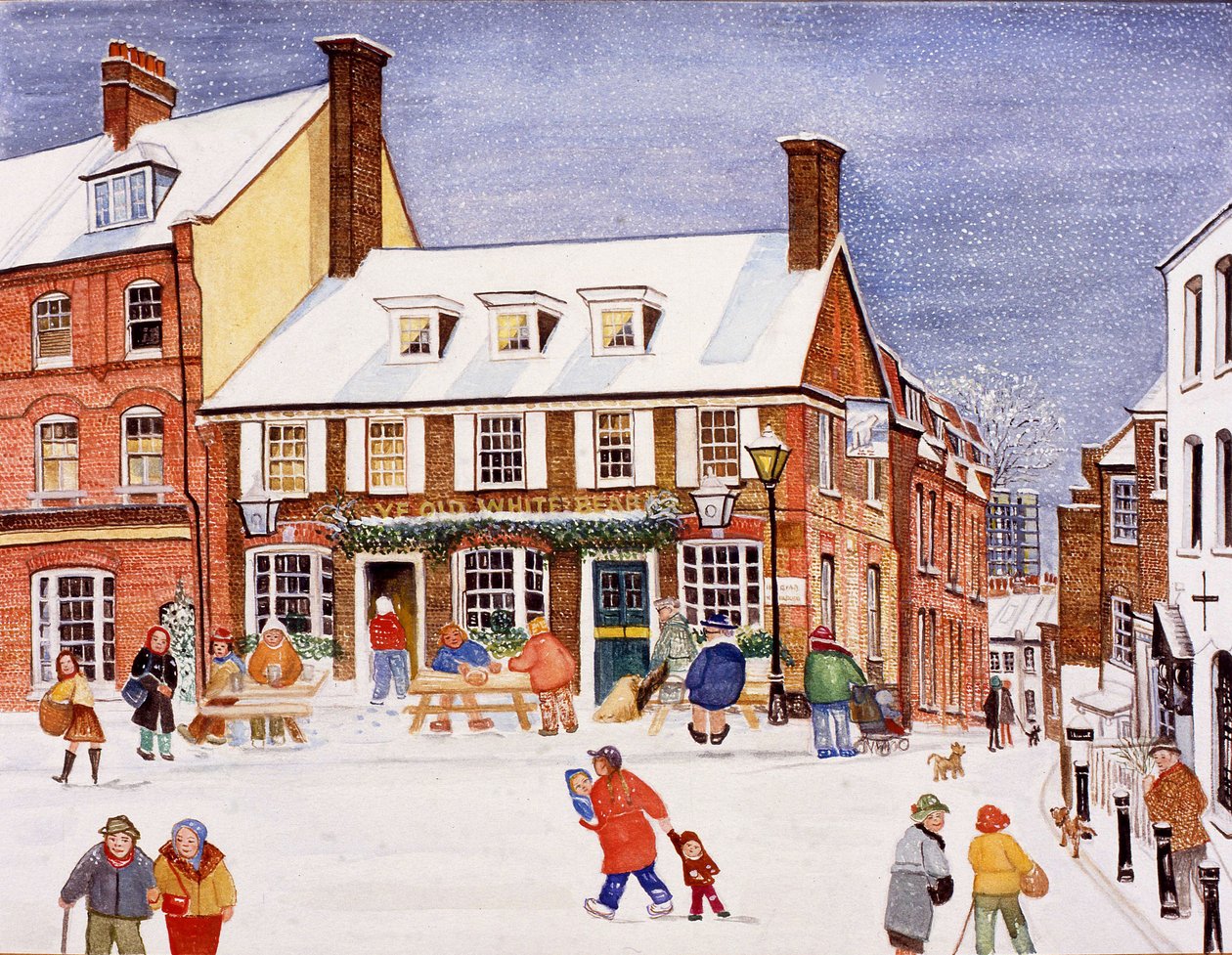The White Bear, Hampstead, 1990 (akvarell på papper) av Gillian Lawson