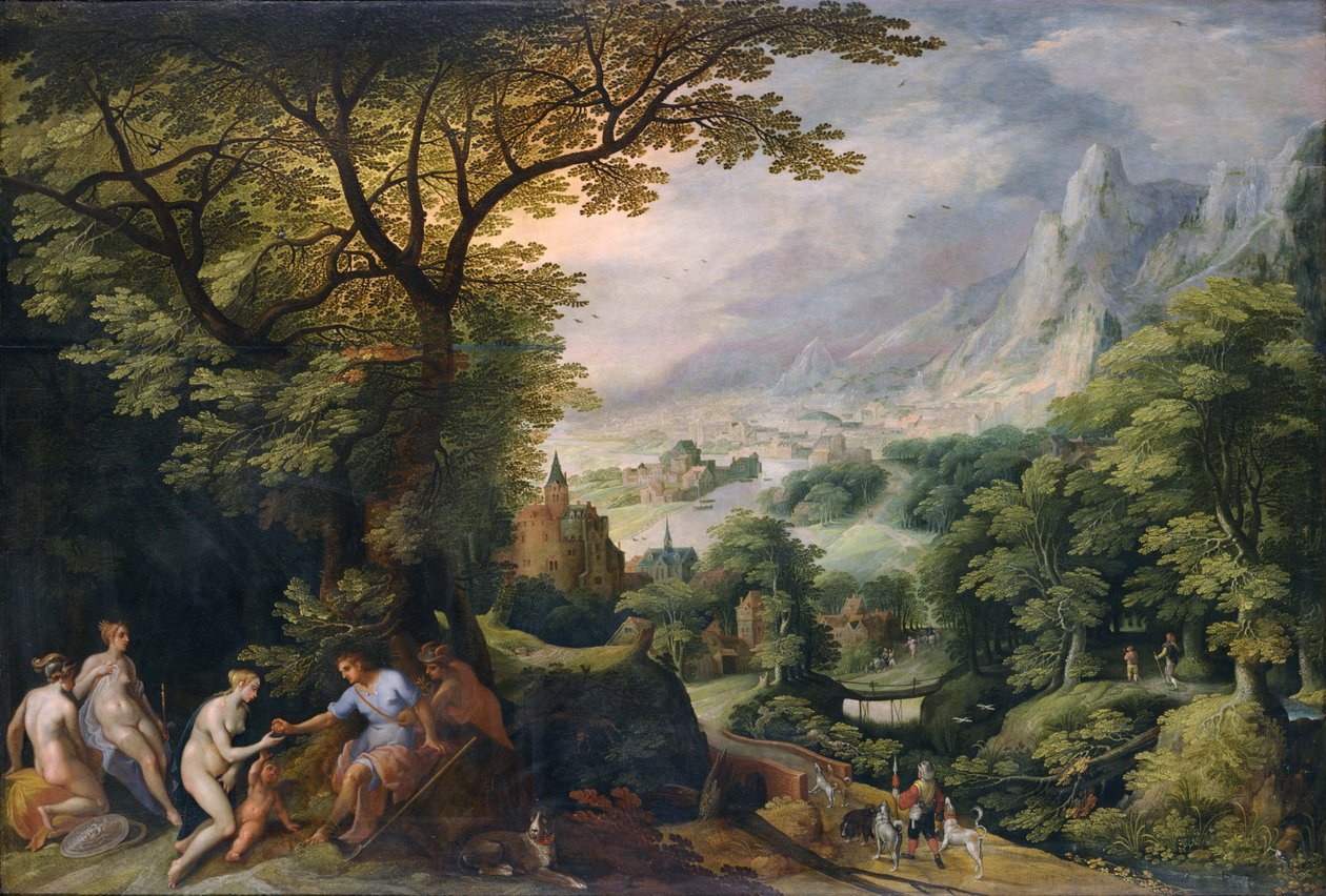 Landskap med Paris dom av Gillis van Coninxloo