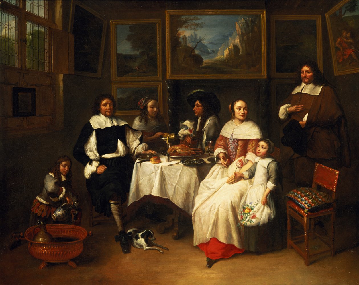En flamländsk familj på middag av Gillis van Tilborgh the younger