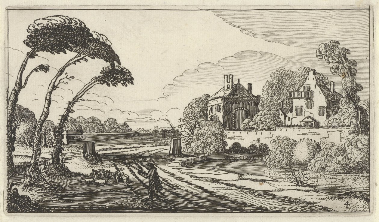 Herde i ett landskap Tolv landskap med figurer (titel på objekt) av Gillis van Scheyndel (I)