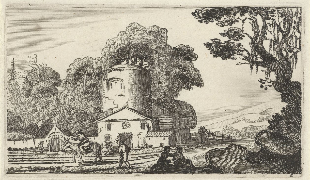 Landskap med ett torn Tolv landskap med figurer (serietitel) av Gillis van Scheyndel (I)