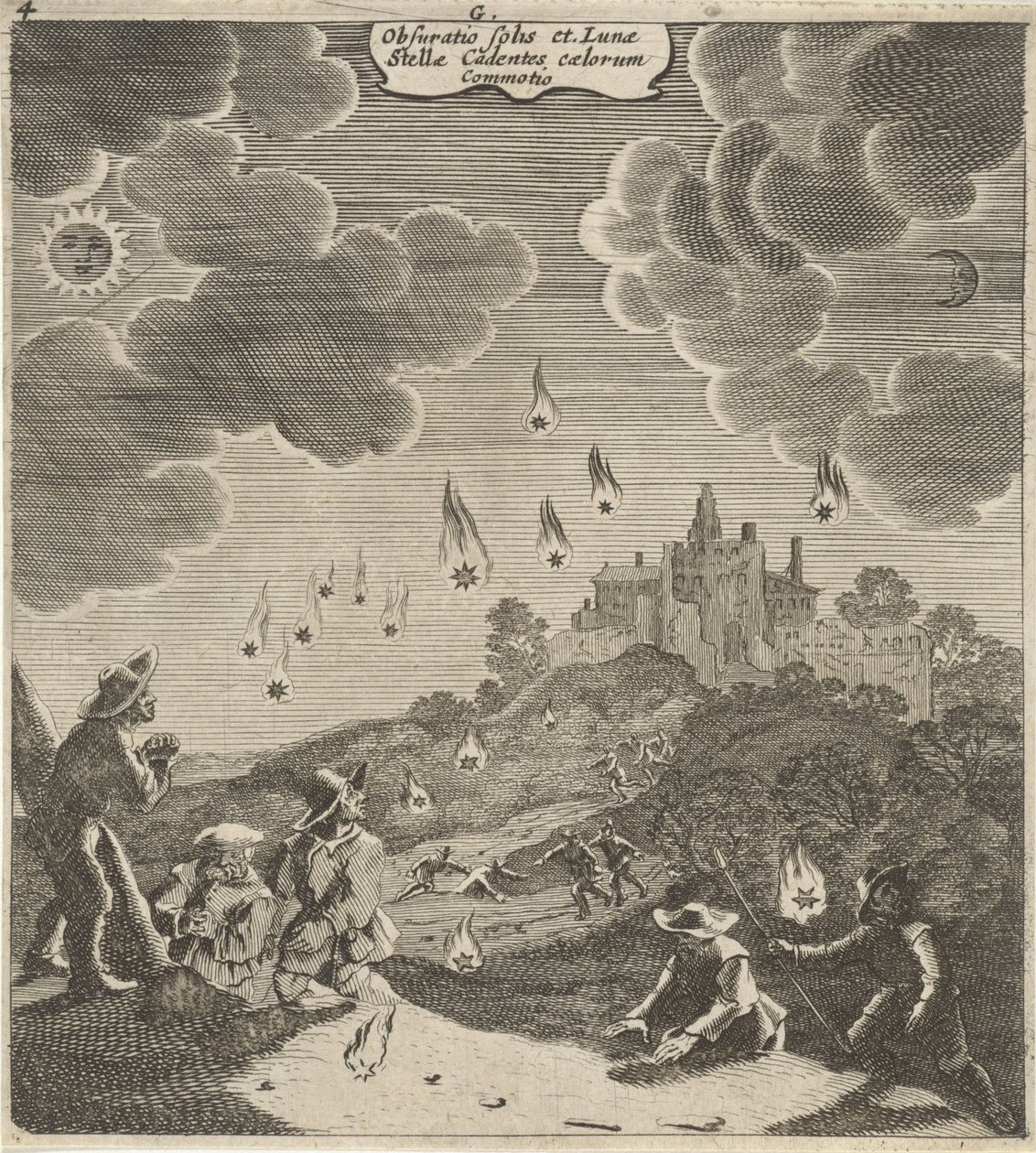 Zons- en maansverduistering Förmörkelsen av solen och månen, den fallande stjärnan, himlens skakningar (titel på objektet) av Gillis van Scheyndel (I)
