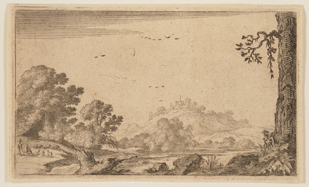 Flod i delvis öppen kuperad terräng, från Twelve Landscapes av Gillis van Scheyndel