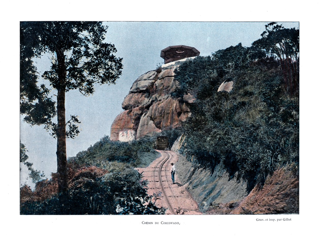 Corcovado Rack Railway, Rio de Janeiro, Brasilien, 1800-talet av Gillot
