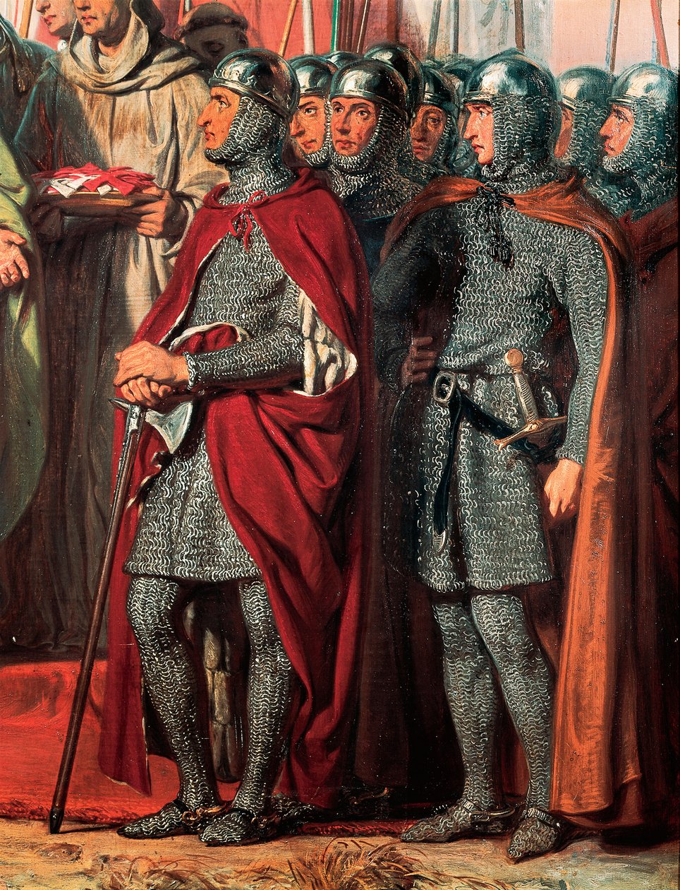 Tredje korståget (1189-1192): Möte och handskakning mellan Filip Augustus (Filip II av Frankrike av Gillot Saint Evre
