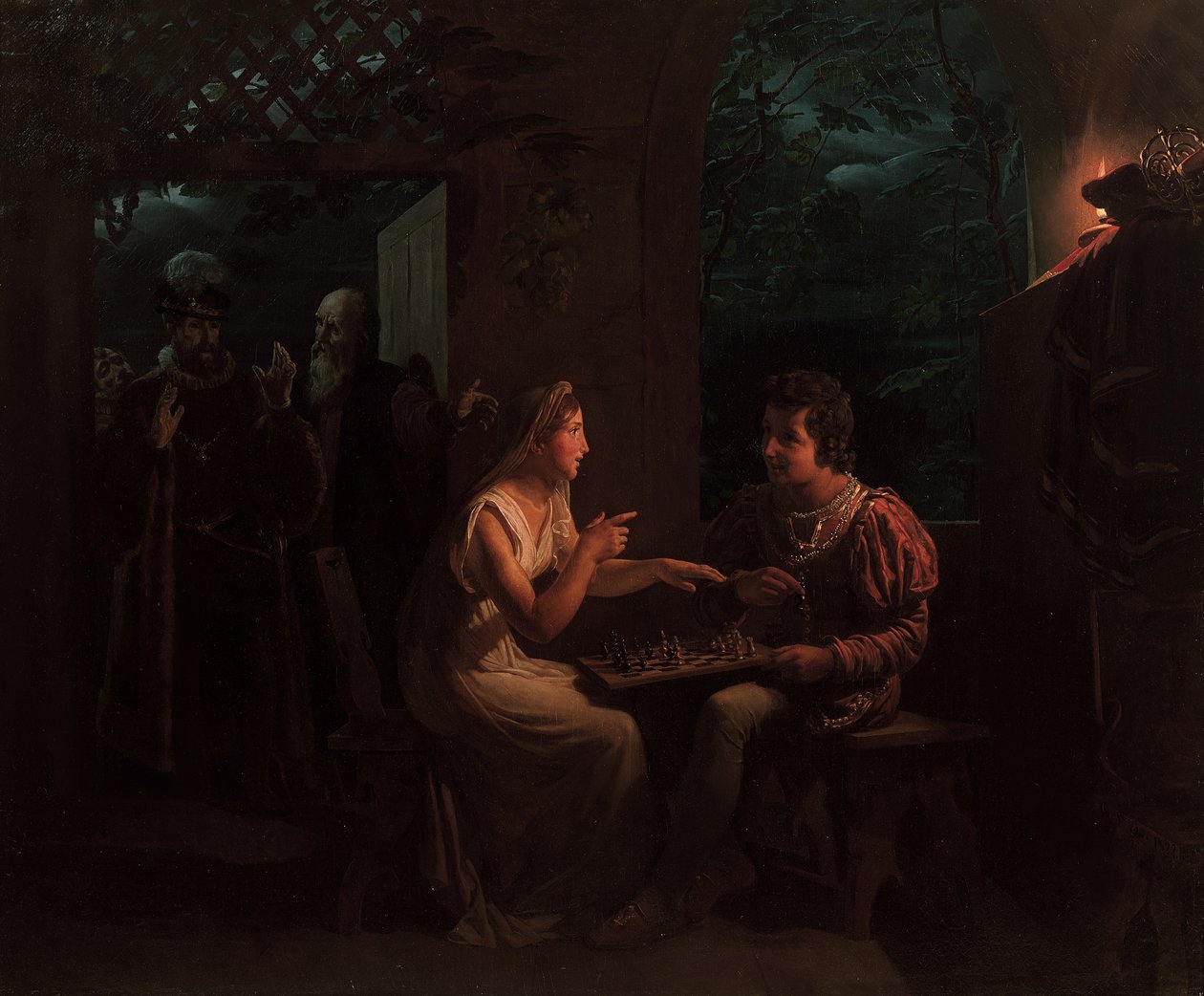 Ferdinand och Miranda spelar ett parti schack, 1822. av Gillot Saint Evre