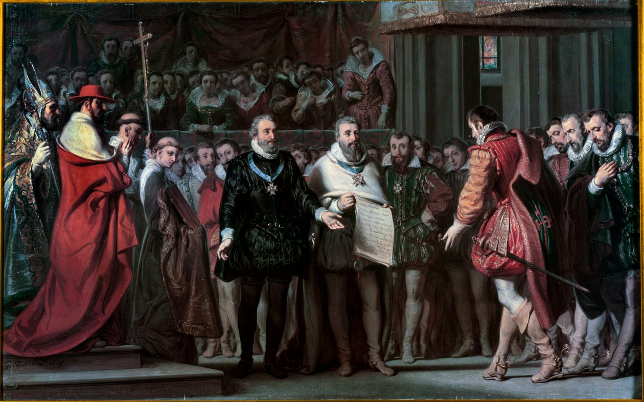 Filip II av Spanien erkänner Henrik IV som kung av Frankrike Målning av Gillot Saint Evre (1791-1858) 1837 Sön. 0,17x0,71 m av Gillot Saint Evre