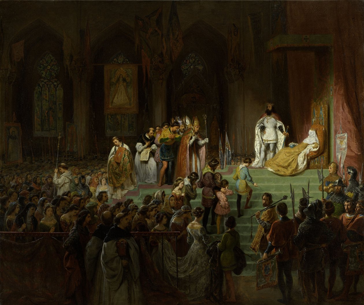 Kröningen av den döda Inês de Castro i katedralen i Coimbra, 1827-1828. av Gillot Saint Evre