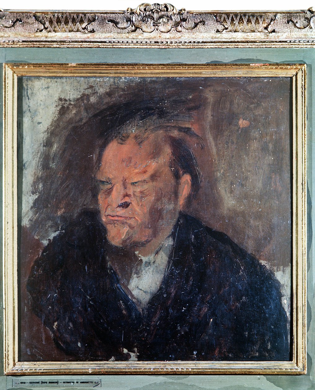 Porträtt av den italienske poeten Giuseppe Ungaretti (1888-1970). Målning av Gino Bonichi kallad Scipio (1904-1933) av Gino (1904 33) Bonichi