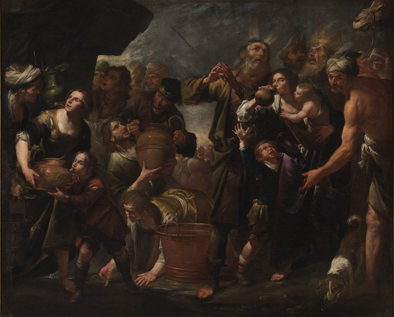Moses hämtar vatten från klippan av Gioacchino Assereto
